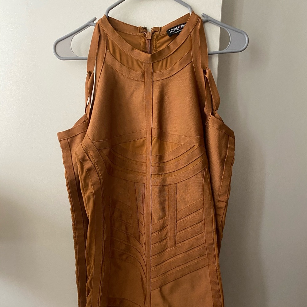 Gold/bronze bandage dress